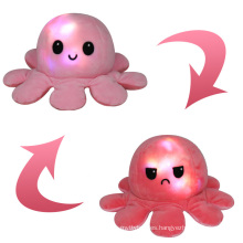 Hot sales new creative reversible flip octopus plush toy with lights double sided reversible plush toy